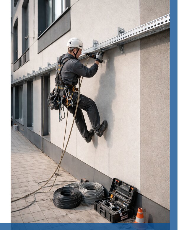 Монтаж кабельных лотков на фасаде в Белогорске от 1224 р. | ВЫСОТНИК-Бгк