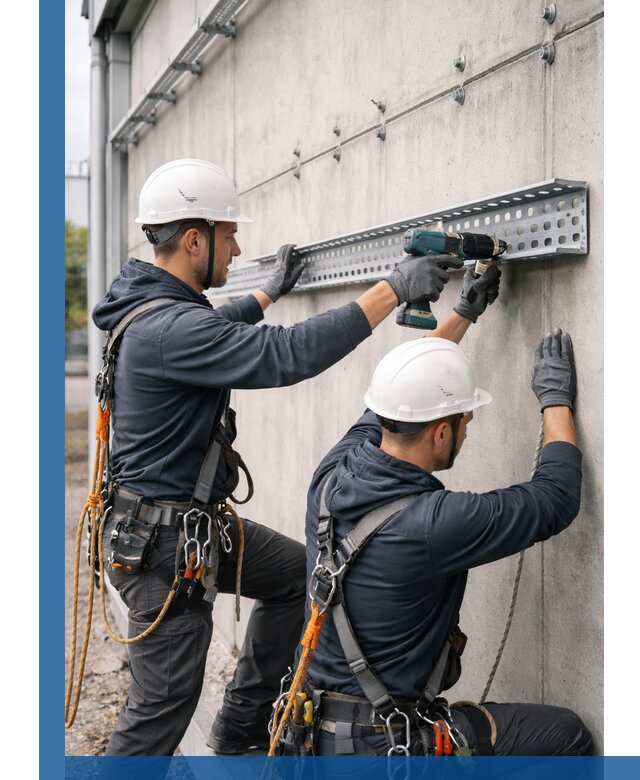 Монтаж кабельных лотков на фасаде зданий в Белогорске с гарантией