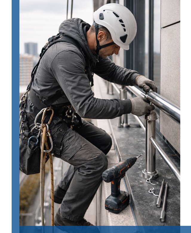 Монтаж ограждений на высоте в Белогорске для зданий и конструкций