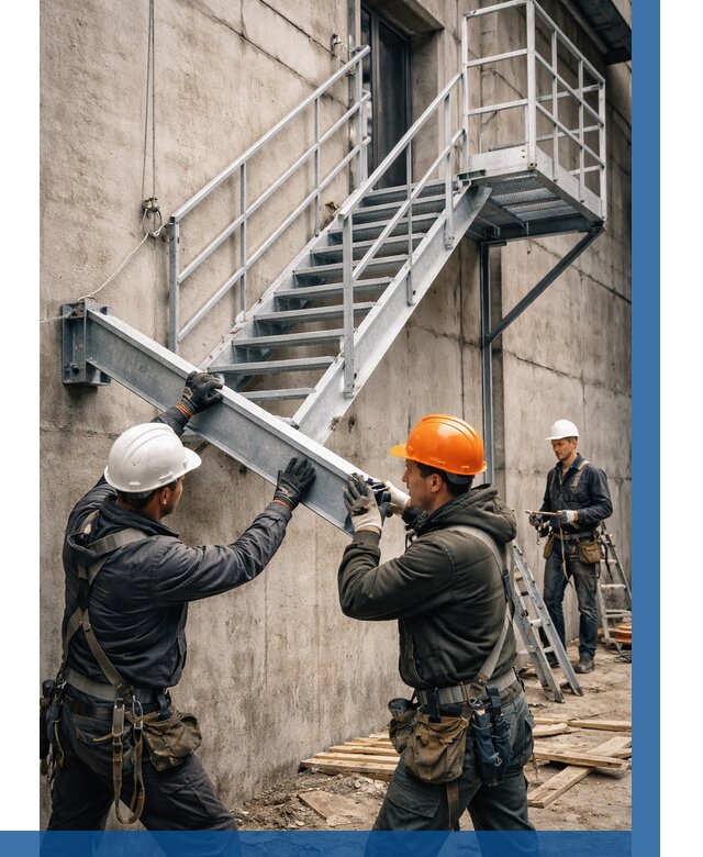 Монтаж металлических лестниц в Белогорске от 15303 р. | ВЫСОТНИК-Бгк