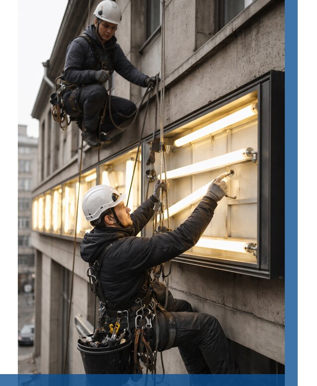 Замена ламп в вывеске в Белогорске под ключ от 3571 р. | ВЫСОТНИК-Бгк