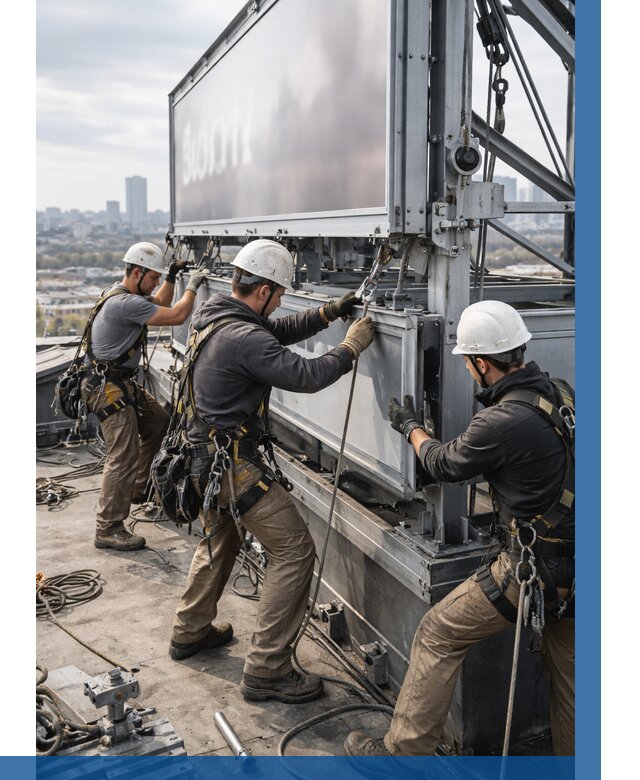 Монтаж крышной рекламной конструкции в Белогорске от 61212 р.|ВЫСОТНИК-Бгк