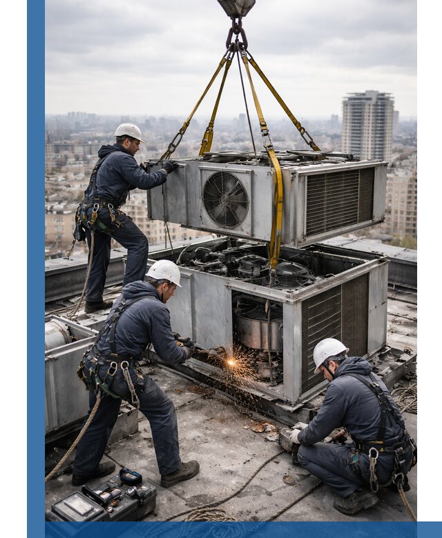 Демонтаж крышной установки в Белогорске любой сложности