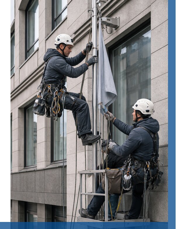 Установка флагов на фасаде в Белогорске от 4591 р. | ВЫСОТНИК-Бгк