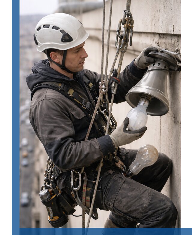 Замена ламп на высоте в Белогорске профессионально и быстро