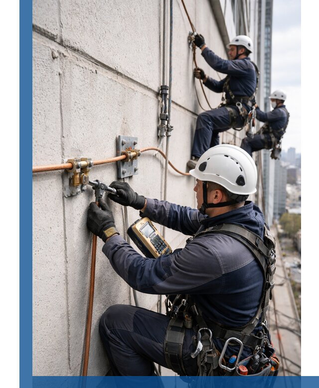 Монтаж системы заземления здания и молниезащиты в Белогорске