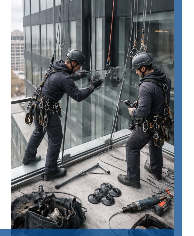 Монтаж стеклянных ограждений в Белогорске от 2551 р. | ВЫСОТНИК-Бгк