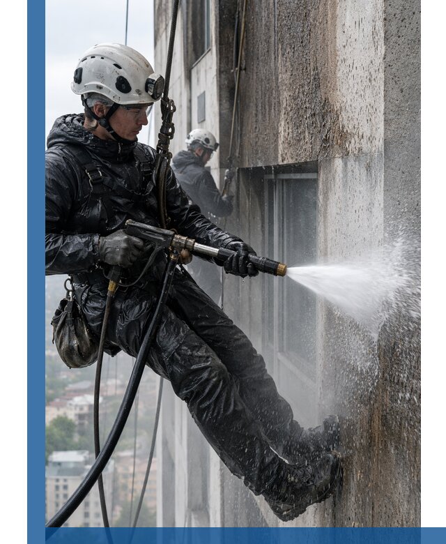 Гидроструйная очистка фасадов и конструкций в Белогорске