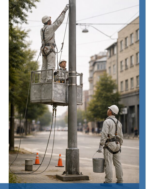 Покраска опор освещения в Белогорске от 5101 р. | ВЫСОТНИК-Бгк