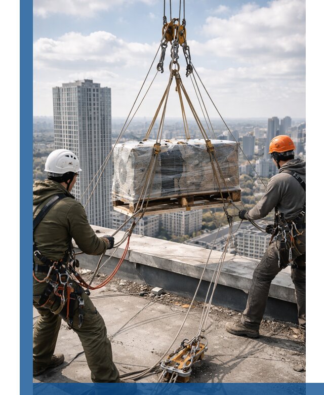 Подъем и монтаж крупногабаритных грузов на крышу в Белогорске