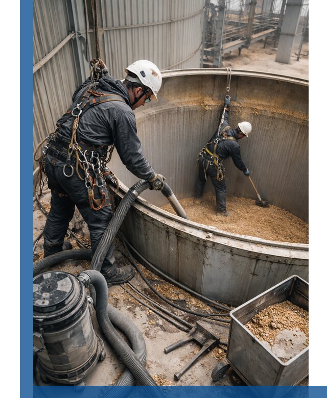 Профессиональная чистка зерновых бункеров в Белогорске с выездом