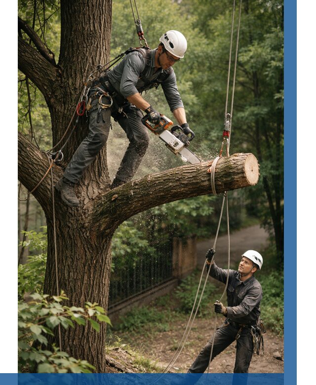 Спил деревьев альпинистами в Белогорске от 8162 р. | ВЫСОТНИК-Бгк