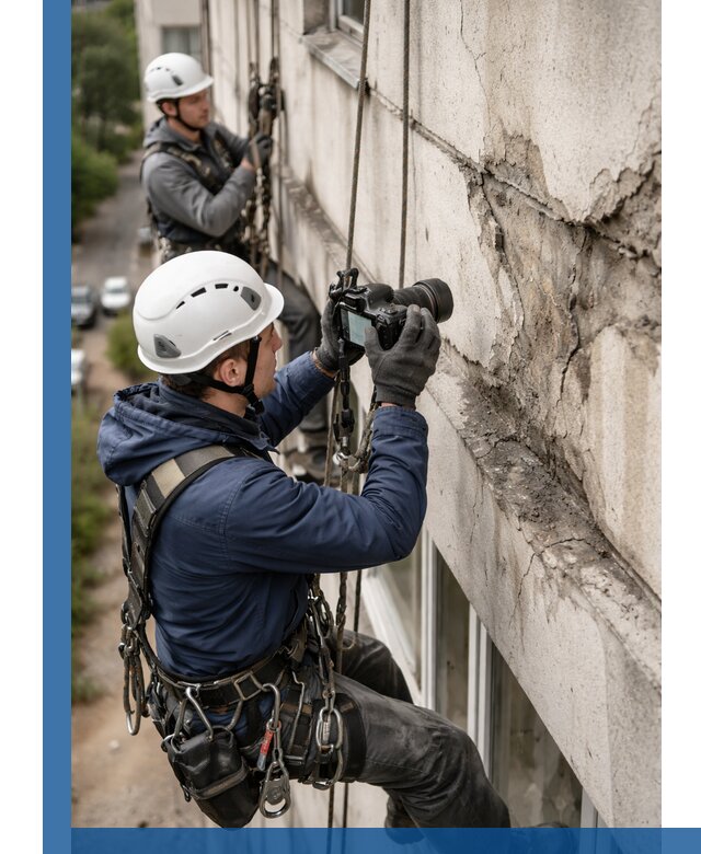 Фотофиксация дефектов фасада с высотной съемкой в Белогорске